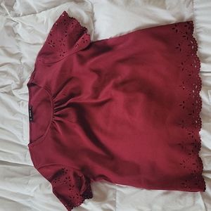 Shein. Red Blouse. Size Small. Flower design.